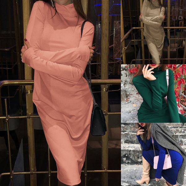 new spring women fashion plus size long sleeve turtleneck solid pencil dress slim fit casual temperament party dress for female, Black;gray
new spring women fashion plus size long sleeve turtleneck solid pencil dress slim fit casual temperament party dress for female, Black;gray