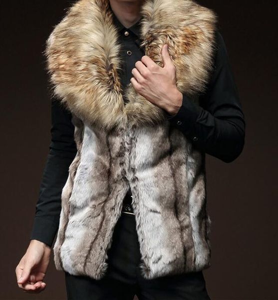 s-6xl 2019 spring men's new fashion high imitation long section large size slim vest thickening fur coat, Black
s-6xl 2019 spring men's new fashion high imitation long section large size slim vest thickening fur coat, Black