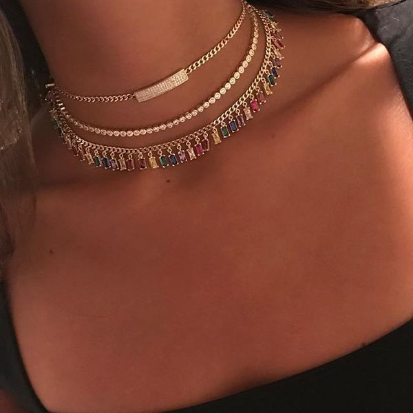 2020 gold filled colourful baguette rainbow cz choker charm necklace for women lady party gift trendy gorgeous elegance jewelry, Silver
2020 gold filled colourful baguette rainbow cz choker charm necklace for women lady party gift trendy gorgeous elegance jewelry, Silver