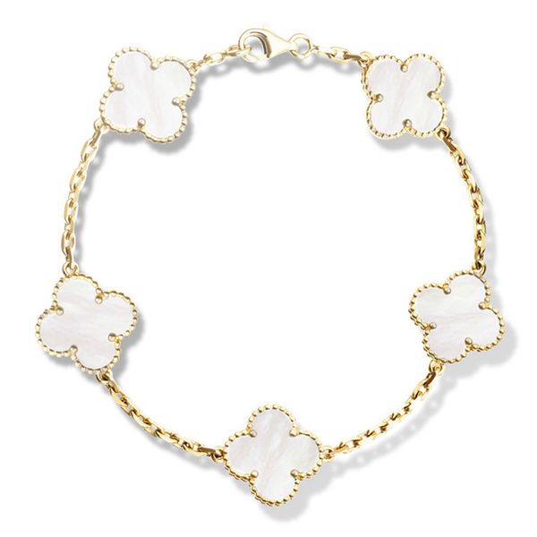 18k gold four-leaf clover bracelets with logo buckle natural black onyx sardonyx white agate clover charm chain bracelets, Golden;silver
18k gold four-leaf clover bracelets with logo buckle natural black onyx sardonyx white agate clover charm chain bracelets, Golden;silver