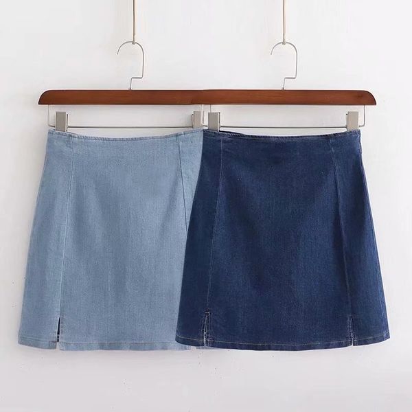 american new high waist slim elastic denim skirt split skirt hip a word wild short, Black
american new high waist slim elastic denim skirt split skirt hip a word wild short, Black