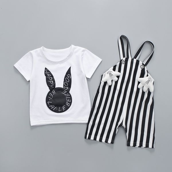 designer-cute rabbit print white t-shirt+striped bib two piece set baby boy girl clothes sets children's day gift wholesale kids clothe
designer-cute rabbit print white t-shirt+striped bib two piece set baby boy girl clothes sets children's day gift wholesale kids clothe