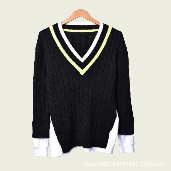 women's sweaters 19 thick contrast stick needle weaving splicing twist v collar sweater knitting shirt 91067, White;black
women's sweaters 19 thick contrast stick needle weaving splicing twist v collar sweater knitting shirt 91067, White;black