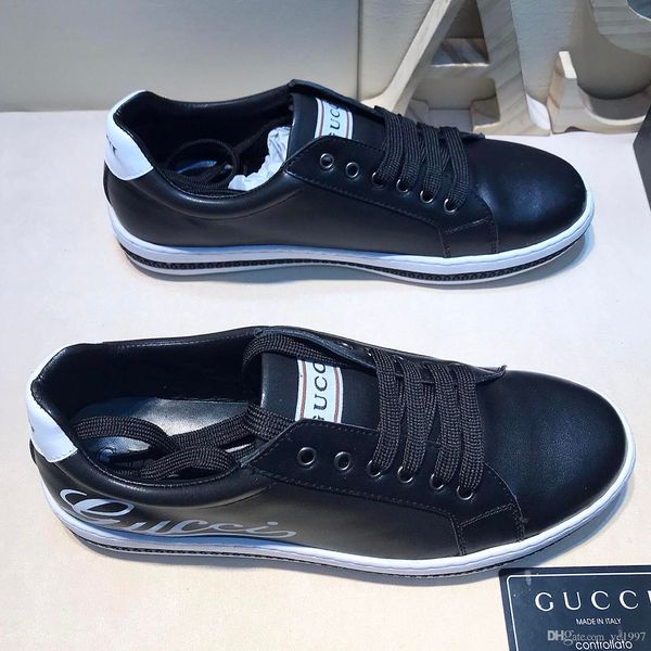new mens sports shoes comfortable lace leather mens walking fitness casual shoes 39-44 yards qr, Black