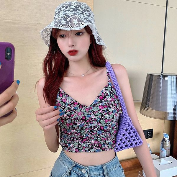 summer short slim section camisole navel backless off-shoulder floral bottoming sweet sleeveless v-neck inner women's, White
summer short slim section camisole navel backless off-shoulder floral bottoming sweet sleeveless v-neck inner women's, White