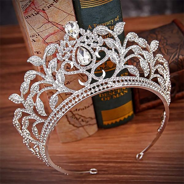 wedding hair jewelry accessories for women crystal flower leaf rhinestone large noiva tiaras and crown bride coronal diadem bh, White;golden
wedding hair jewelry accessories for women crystal flower leaf rhinestone large noiva tiaras and crown bride coronal diadem bh, White;golden