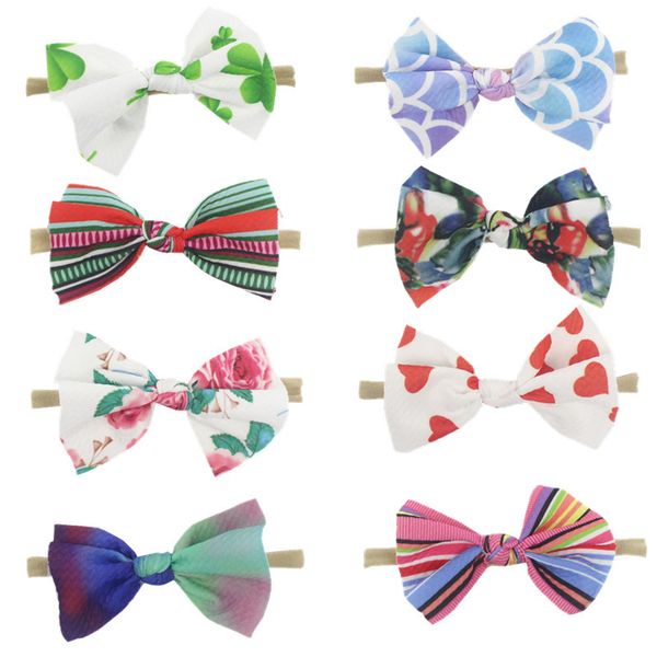 48pc/lot girls 3.7" floral print fabric bows elastic hair bands,kids mermaid hair bows headbands nylon headband accessories, Slivery;white
48pc/lot girls 3.7" floral print fabric bows elastic hair bands,kids mermaid hair bows headbands nylon headband accessories, Slivery;white