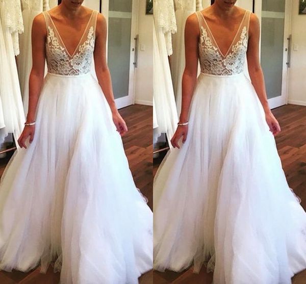 deep v-neck beach wedding dresses tulle lace a-line custom made wedding gowns bohemian plus size party dress 2019 long, White
deep v-neck beach wedding dresses tulle lace a-line custom made wedding gowns bohemian plus size party dress 2019 long, White