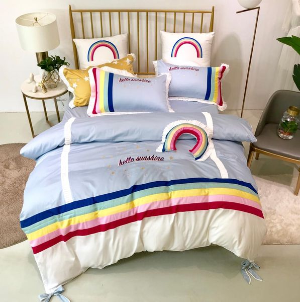 colorful stripes luxury embroidery 60s egyptian cotton 4pcs bedding sets/sky blue duvet cover flat sheet pillowcase set
colorful stripes luxury embroidery 60s egyptian cotton 4pcs bedding sets/sky blue duvet cover flat sheet pillowcase set