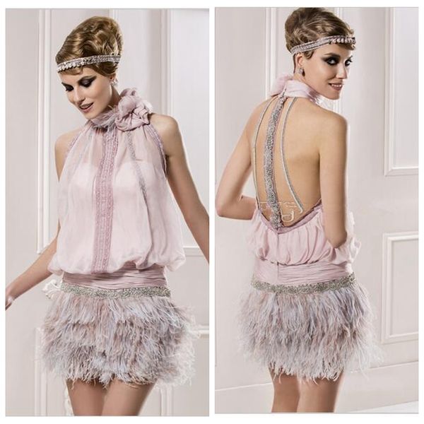 2019 pink chiffon cocktail dresses evening wear mini beading feather appliques high neck sleeveless adorned vestidos con plumas, Black
2019 pink chiffon cocktail dresses evening wear mini beading feather appliques high neck sleeveless adorned vestidos con plumas, Black