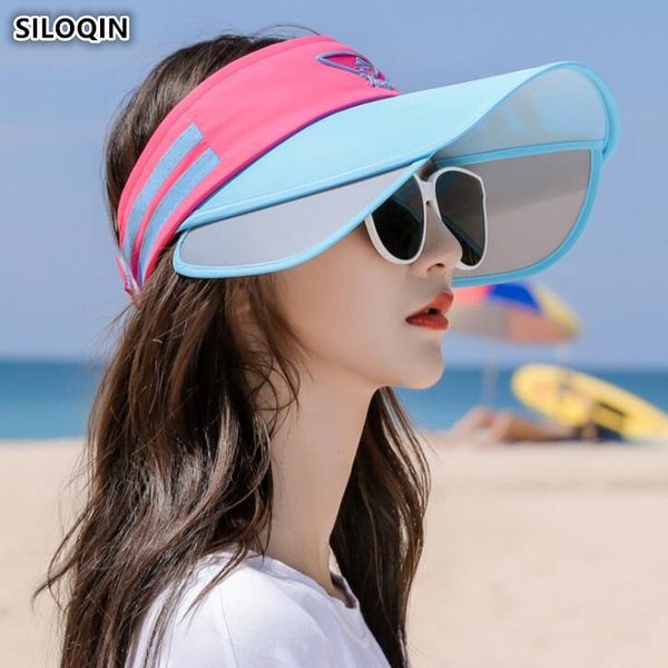 siloqin 2019 new summer women's spacious sun hats novel visor retractable empty cap adjustable size women fashion beach hat, Blue;gray
siloqin 2019 new summer women's spacious sun hats novel visor retractable empty cap adjustable size women fashion beach hat, Blue;gray