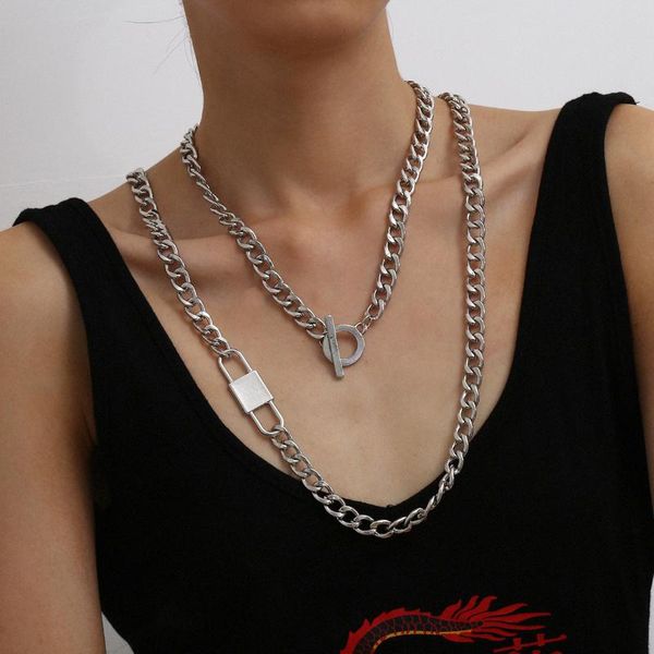 layered punk chain lock pendant necklace women men choker metal padlock chains goth jewelry grunge aesthetic accessory, Silver
layered punk chain lock pendant necklace women men choker metal padlock chains goth jewelry grunge aesthetic accessory, Silver