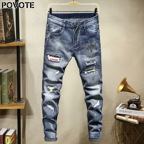 povote бренда джинсы ретро ностальгические прямые брюки прострочкой вышивки мужской дизайн джинсы брюки мотоцикл тенденции, Blue
povote бренда джинсы ретро ностальгические прямые брюки прострочкой вышивки мужской дизайн джинсы брюки мотоцикл тенденции, Blue