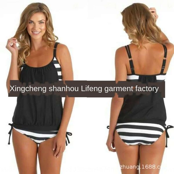 split bikini swimsuit gather black and white stripes split bikini lady swimsuit swimsuit, White;black
split bikini swimsuit gather black and white stripes split bikini lady swimsuit swimsuit, White;black