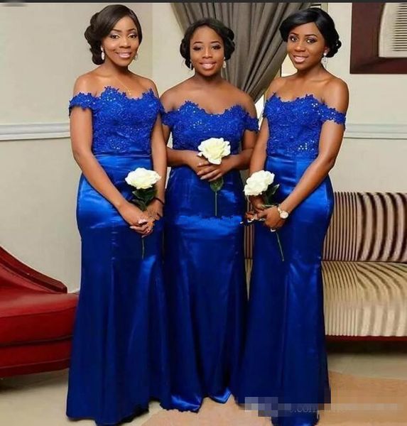 Royal Blue Mermaid Bridesmaid Dresses Off Shoulder Floor Length Appliques Country Beach Garden Wedding Guest Gowns Maid Of Honor Dress 2019
Royal Blue Mermaid Bridesmaid Dresses Off Shoulder Floor Length Appliques Country Beach Garden Wedding Guest Gowns Maid Of Honor Dress 2019
