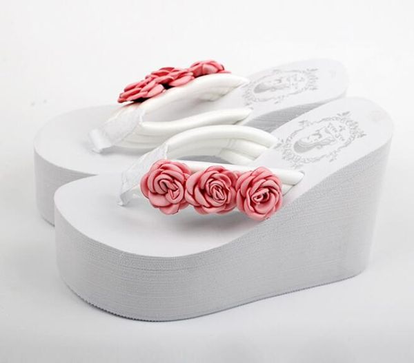 11cm flip flop wedges heels summer sandals slippers rose shoes women girls beach shoe light bottom platform handmade flowers, Black 
11cm flip flop wedges heels summer sandals slippers rose shoes women girls beach shoe light bottom platform handmade flowers, Black