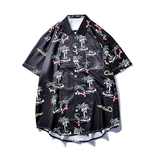 2019 korean oversized shirt short sleeve vintage summer men's shirt loose slim all-match casual lapel blouse male may2, White;black
2019 korean oversized shirt short sleeve vintage summer men's shirt loose slim all-match casual lapel blouse male may2, White;black