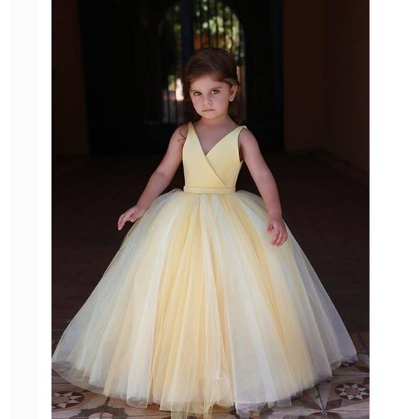 2019 cute yellow flower girls dresses v neck satin tulle sleeveless open back birthday communion girls pageant gown, White;blue
2019 cute yellow flower girls dresses v neck satin tulle sleeveless open back birthday communion girls pageant gown, White;blue