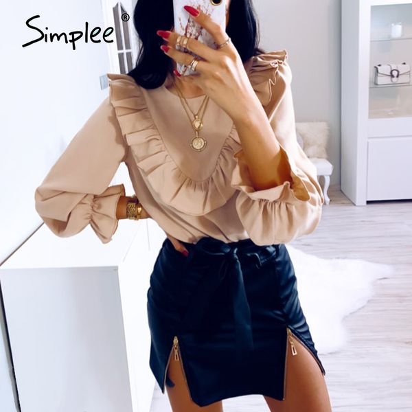simplee elegant ruffled o-neck women blouse shirt autumn puff sleeve solid female blouse casual streetwear ladies shirt, White
simplee elegant ruffled o-neck women blouse shirt autumn puff sleeve solid female blouse casual streetwear ladies shirt, White