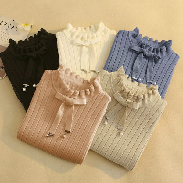 casual spring slim sweater winter knitted sweater new lace up flare long sleeve ruffle knitting pullover women sweaters, White;black
casual spring slim sweater winter knitted sweater new lace up flare long sleeve ruffle knitting pullover women sweaters, White;black