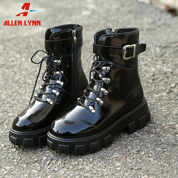 allen trendy brand ladies street patent pu shoes woman fashion metal decorating lace-up boots women ankle platform boots, Black
allen trendy brand ladies street patent pu shoes woman fashion metal decorating lace-up boots women ankle platform boots, Black