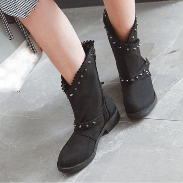 2019 autumn female casual shoes woman flat fashion style platform round toe buckle strap comfortable women mid-calf boot, Black
2019 autumn female casual shoes woman flat fashion style platform round toe buckle strap comfortable women mid-calf boot, Black
