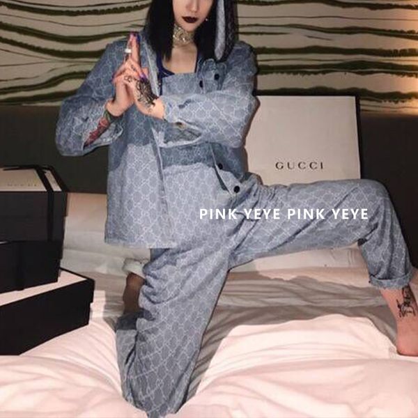 2019 new women 039 retro denim jean blue logo letter print long leeve loo e blou e coat and u pender long pant jump uit twin et uit, White
2019 new women 039 retro denim jean blue logo letter print long leeve loo e blou e coat and u pender long pant jump uit twin et uit, White