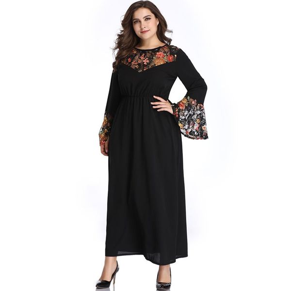 spring 2019 plus size maxi dress women floral print chic fashion robe elastic waist soft elegant ladies street day dresses, Black;gray
spring 2019 plus size maxi dress women floral print chic fashion robe elastic waist soft elegant ladies street day dresses, Black;gray