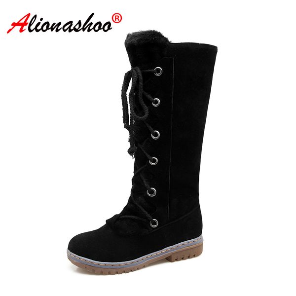 women knee high boots winter faux suede leather flat heel boots female lace-up shoes round toe black brown plus size 34-46
women knee high boots winter faux suede leather flat heel boots female lace-up shoes round toe black brown plus size 34-46