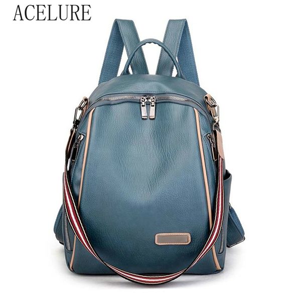 acelure women 's backpacks spring new fashion soft pu leather leisure travel large capacity blue black school bags
acelure women 's backpacks spring new fashion soft pu leather leisure travel large capacity blue black school bags