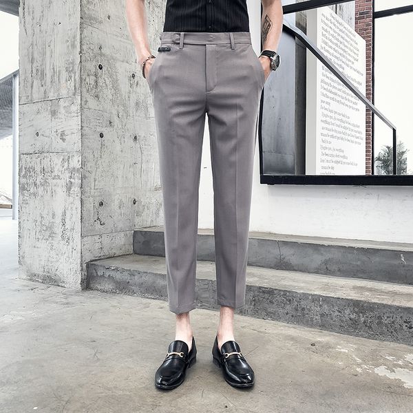 2019 summer british dark striped casual trousers men's slim feet nine pants korean casual men's straight pants, Black
2019 summer british dark striped casual trousers men's slim feet nine pants korean casual men's straight pants, Black