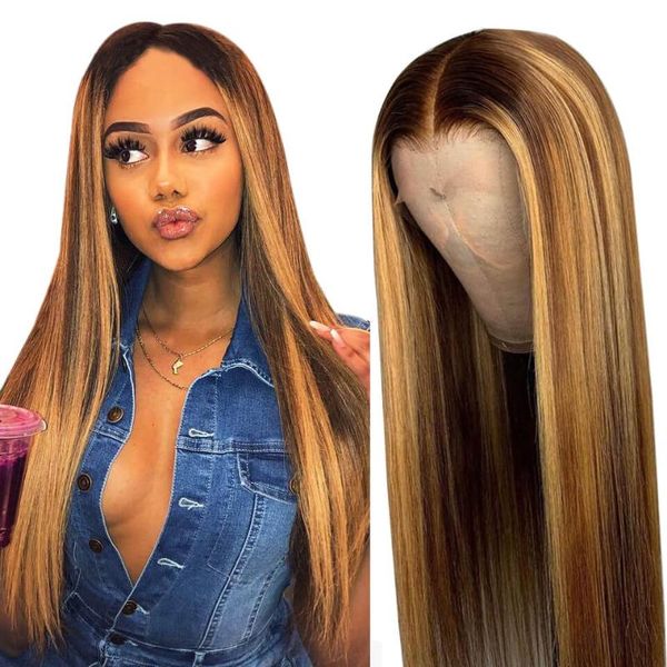 13x4 highlight lace front human hair wig honey blonde brown pre plucked brazilian straight human hair wigs for woman, Black;brown
13x4 highlight lace front human hair wig honey blonde brown pre plucked brazilian straight human hair wigs for woman, Black;brown