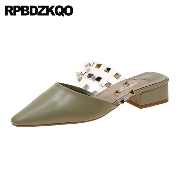 pointed toe rivet slides autumn chunky fashion shoes 2019 women sandals mules slippers studded clear korean transparent green, Black
pointed toe rivet slides autumn chunky fashion shoes 2019 women sandals mules slippers studded clear korean transparent green, Black