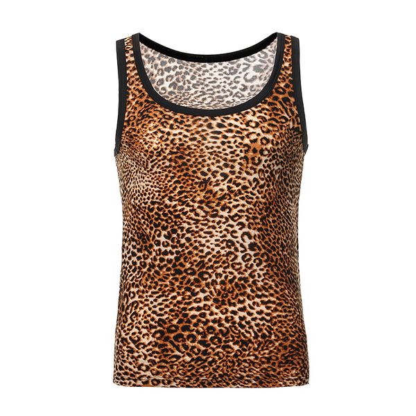 men's undershirt o-neck summer leopard print breathable tank men tight fitting sleeveless tanks vest, Black;brown
men's undershirt o-neck summer leopard print breathable tank men tight fitting sleeveless tanks vest, Black;brown