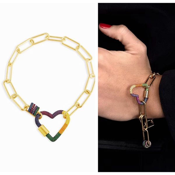 charm bracelets solid 925 sterling silver rainbow love heart women paved multi color zircon stone moving circle chain, Golden;silver
charm bracelets solid 925 sterling silver rainbow love heart women paved multi color zircon stone moving circle chain, Golden;silver