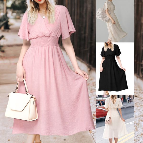summer dress 2019 fashion women casual v-neck solid chiffon high waist short sleeve dress party night vestidos de verano 30, Black;gray
summer dress 2019 fashion women casual v-neck solid chiffon high waist short sleeve dress party night vestidos de verano 30, Black;gray