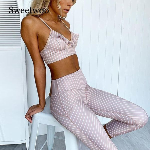 women yoga set tracksuit sports suit strip fitness ruffle leggings gym wear running clothing sportswear workout sets
women yoga set tracksuit sports suit strip fitness ruffle leggings gym wear running clothing sportswear workout sets