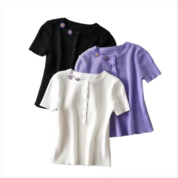 sweet and lovely three-dimensional ornaments jacket daisies knitted t-shirt pure color fresh versatile slim jacket women's style, White
sweet and lovely three-dimensional ornaments jacket daisies knitted t-shirt pure color fresh versatile slim jacket women's style, White