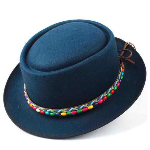 wide brim hats 2021 fashion women winter wool pork pie hat lady fedora flat fascinator panama jazz size 58cm, Blue;gray
wide brim hats 2021 fashion women winter wool pork pie hat lady fedora flat fascinator panama jazz size 58cm, Blue;gray