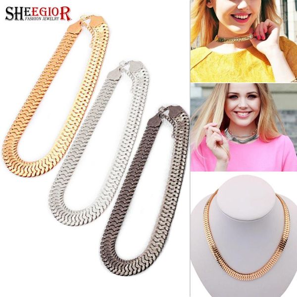boho punk wide clavicle necklace women accessories simple snake shape chain gold/black/silver-color necklaces men's fashion gift, Golden;silver
boho punk wide clavicle necklace women accessories simple snake shape chain gold/black/silver-color necklaces men's fashion gift, Golden;silver