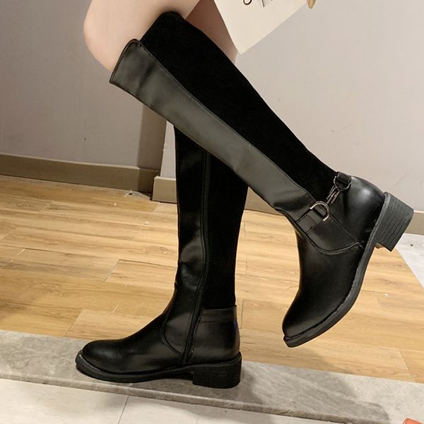women fashion boots large size low heeled high-tube boots side zip ladies shoes, Black
women fashion boots large size low heeled high-tube boots side zip ladies shoes, Black