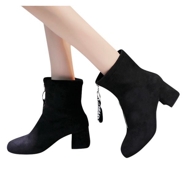 women's ladies flock winter zipper boots ankle flat square root heels flock roman fashion ankle boots for women casual shoes, Black
women's ladies flock winter zipper boots ankle flat square root heels flock roman fashion ankle boots for women casual shoes, Black