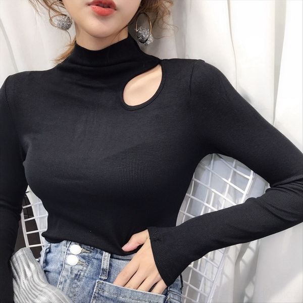 2020 early base elegant style heart machine neckline hollow slim shirt long sleeve t-shirt women all-match simple solid color, White
2020 early base elegant style heart machine neckline hollow slim shirt long sleeve t-shirt women all-match simple solid color, White
