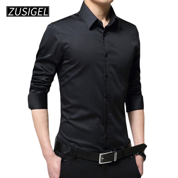 zusigel men's dress shirt long sleeve slim man shirts solid office male clothing fit business shirts, White;black
zusigel men's dress shirt long sleeve slim man shirts solid office male clothing fit business shirts, White;black