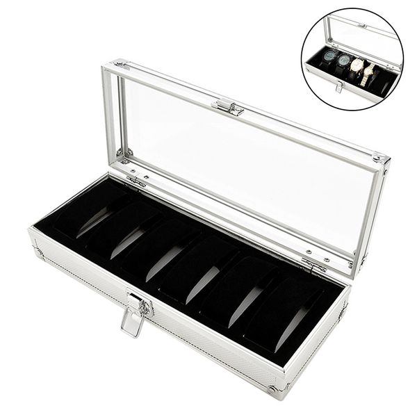 6 slots watch box aluminum display case organizer jewelry storage tray kqs8, Black;blue
6 slots watch box aluminum display case organizer jewelry storage tray kqs8, Black;blue