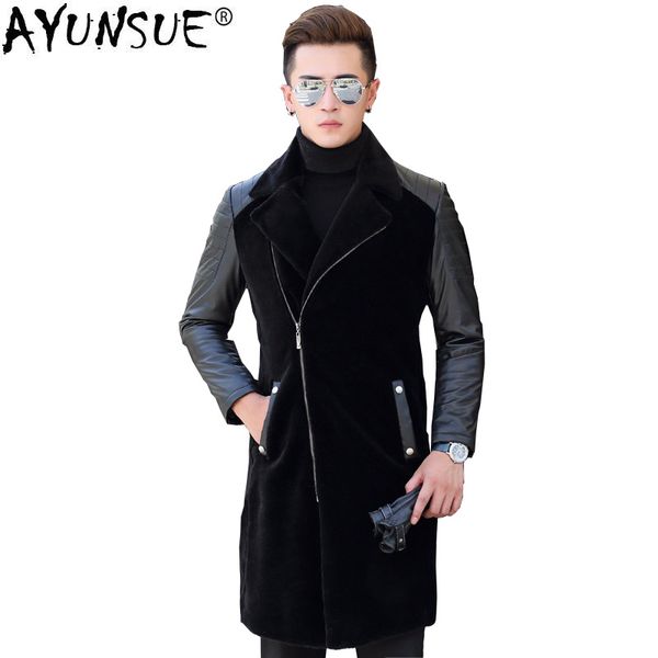 ayunsue sheep shearling fur coat genuine leather jacket men winter warm slim coat fashion wool jackets overcoat 16019 zl378, Black
ayunsue sheep shearling fur coat genuine leather jacket men winter warm slim coat fashion wool jackets overcoat 16019 zl378, Black