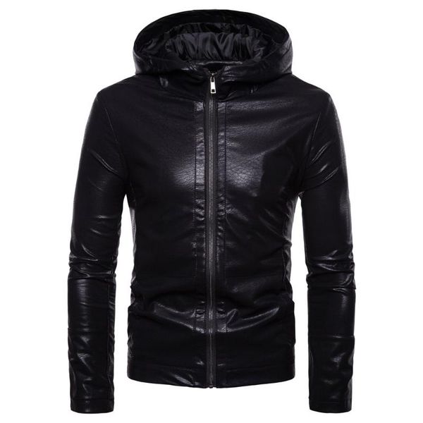 autumn and winter selling men's leather coat casual hooded solid color slim fit biker leather jacket casual coat, Black
autumn and winter selling men's leather coat casual hooded solid color slim fit biker leather jacket casual coat, Black