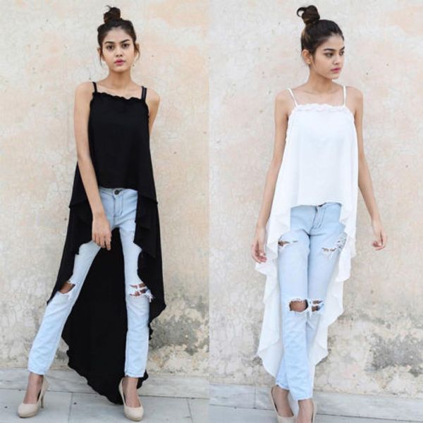 women chiffon loose irregular camis lace-up solid cotton sleeveless spaghetti strap casual loose camis ladies long, White
women chiffon loose irregular camis lace-up solid cotton sleeveless spaghetti strap casual loose camis ladies long, White