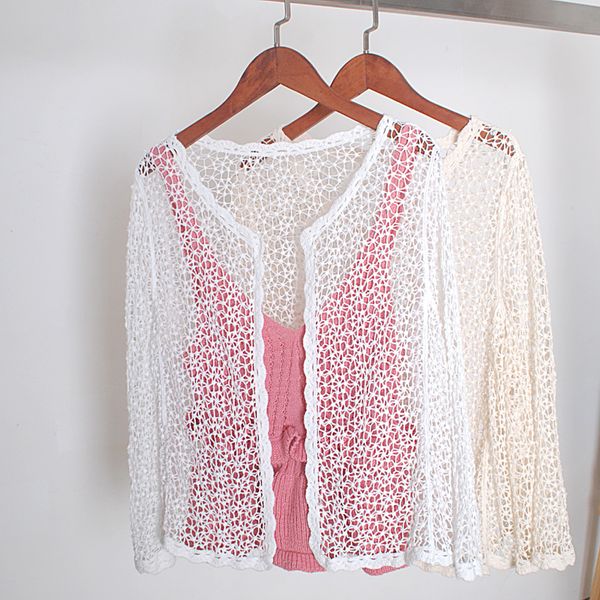 hollow out grid cardiganswomen summer holiday sunscreen femme crochet cardigan, White
hollow out grid cardiganswomen summer holiday sunscreen femme crochet cardigan, White