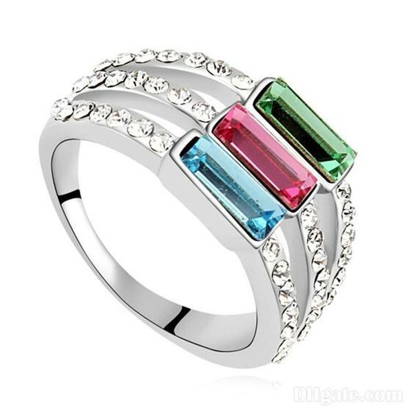 три камень кольца новая партия finger кольца кристалл от ювелирных изделий swarovski elements высокого качества для женщин promise аксессуар, Golden;silver 
три камень кольца новая партия finger кольца кристалл от ювелирных изделий swarovski elements высокого качества для женщин promise аксессуар, Golden;silver